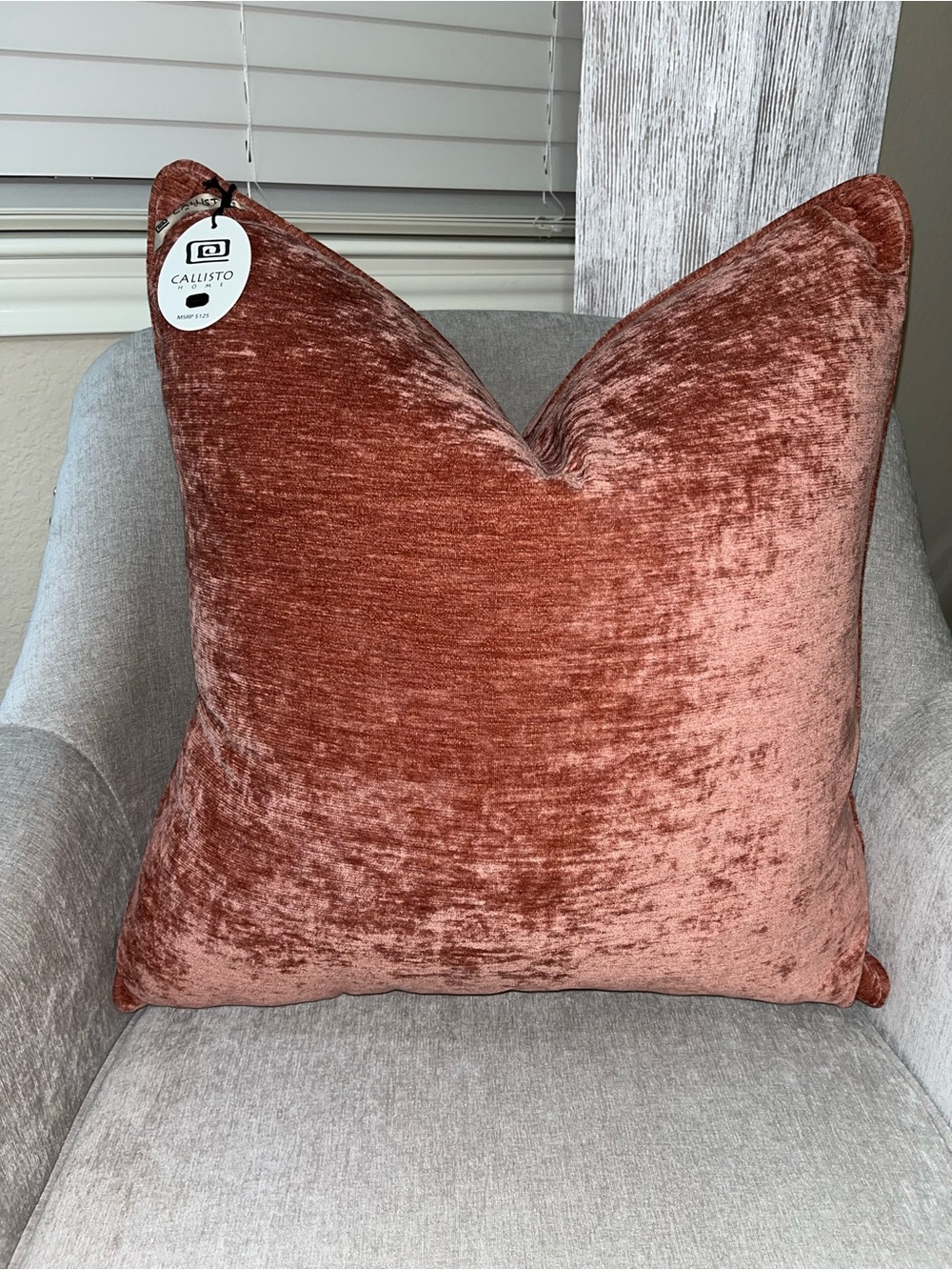 1-NWT CALLISTO HOME CHENILLE VELVET LUXURY DECORATIVE PILLOW (T8431F15)